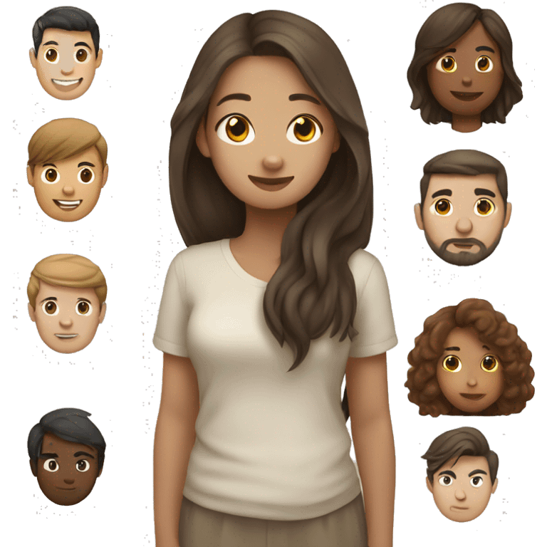 Brown haird asian girl with brown haired guy emoji