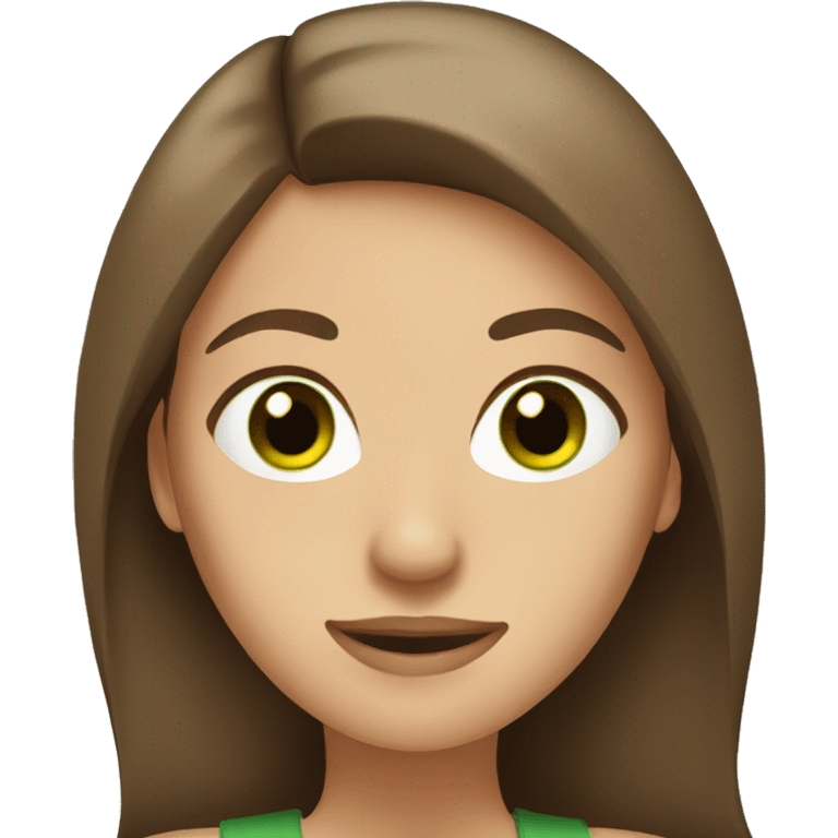 Woman with straight Long Brown hair and Green eyes  emoji