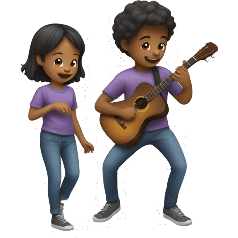 Girl and boy playig emoji