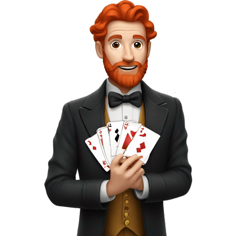 Magician with red beard holding cards emoji