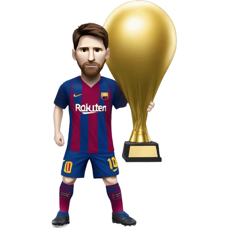 lionel Messi with the super ballon dork trophy emoji