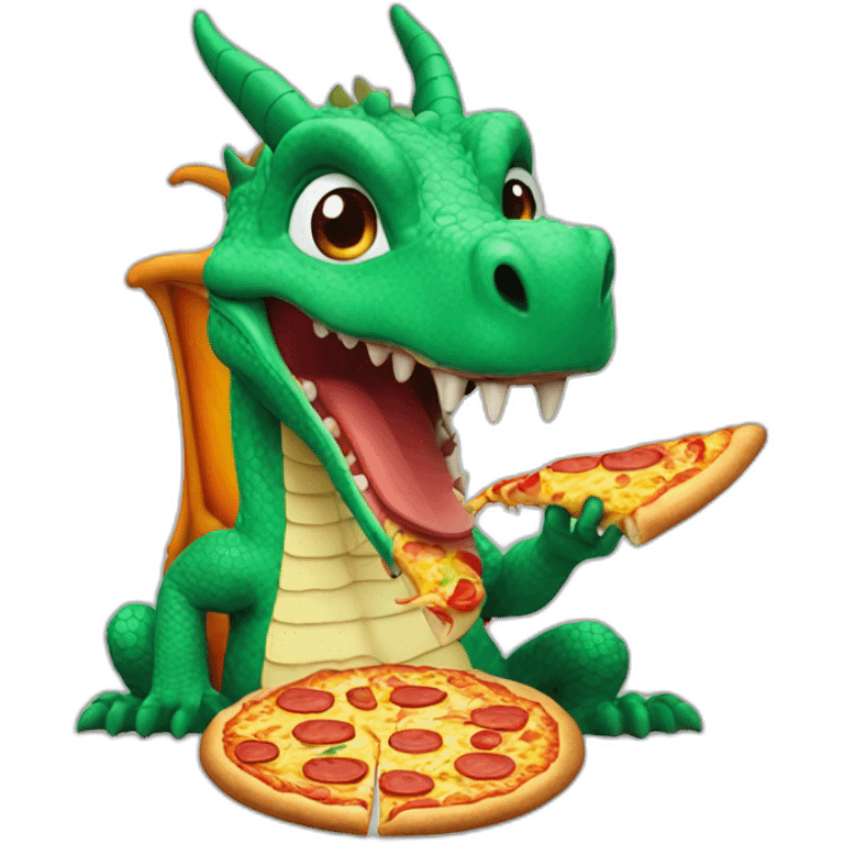 A dragon eating a slice of pizza emoji