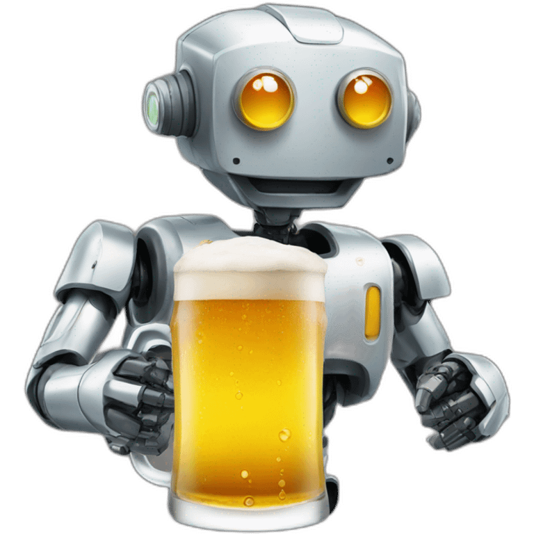 Robot drinking beer emoji