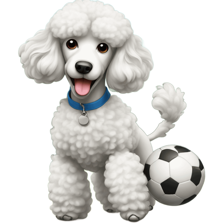 Poodle playing soccer emoji