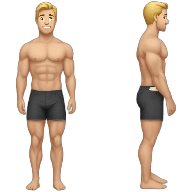 Caucasian Muscularmale large round butt emoji