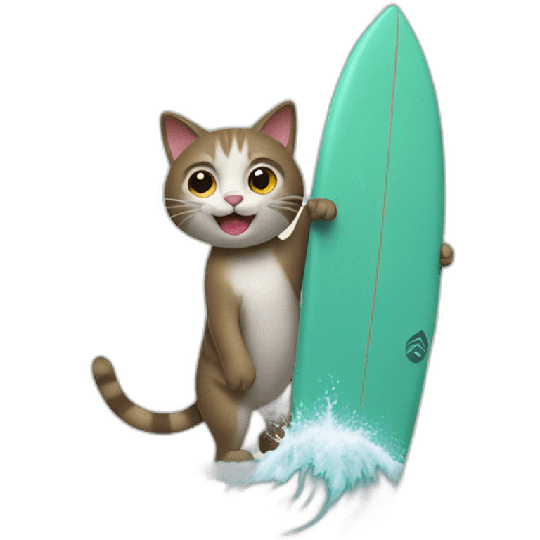 un chat sur un surf emoji