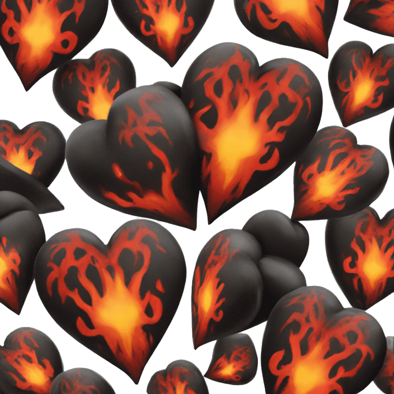 Black heart with red flames around it emoji