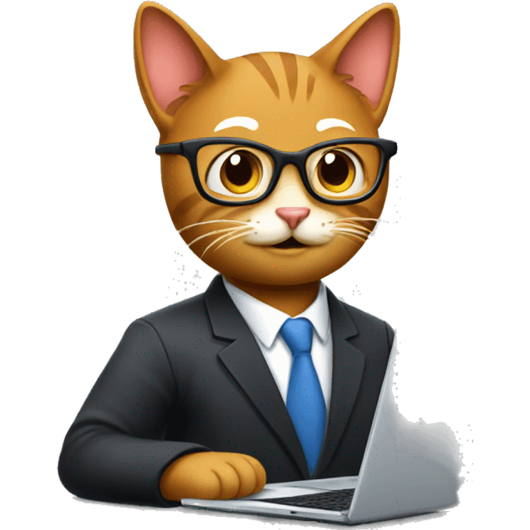 cat manager with glasses and laptop emoji