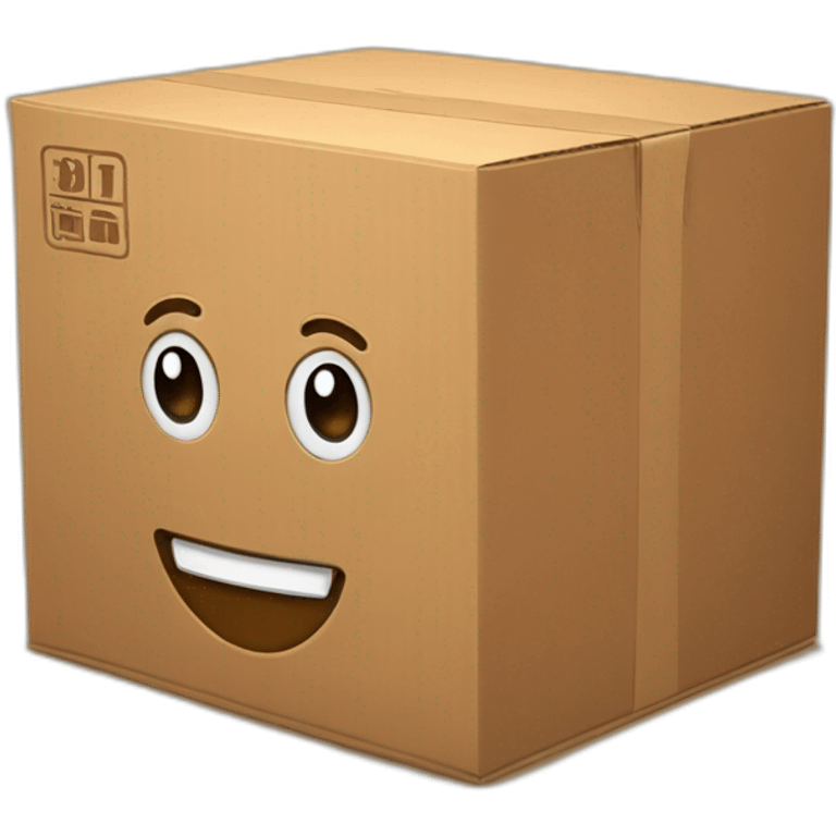 A cardboard box with 🥵 face emoji