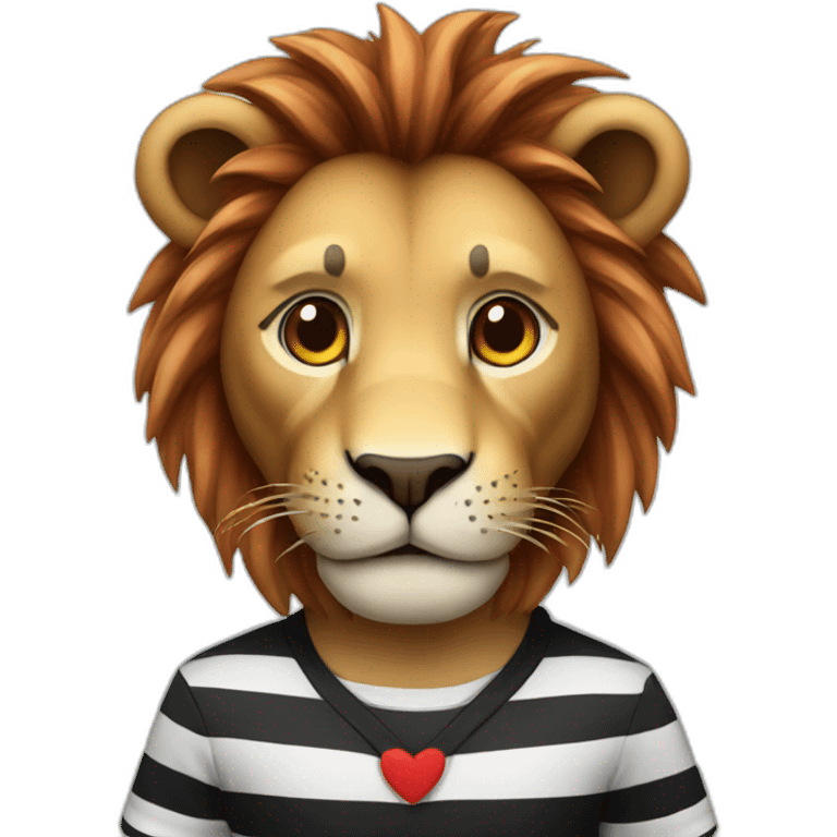 lion with black and red striped shirt emoji