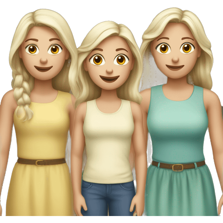 Two older sisters with two younger sisters, all Caucasian emoji