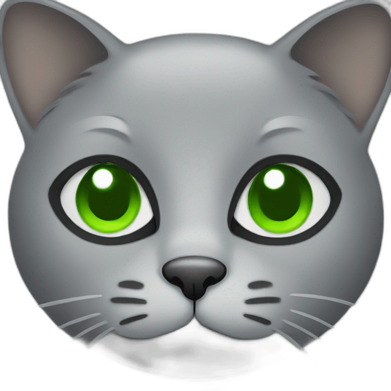 grey cat with green eyes emoji