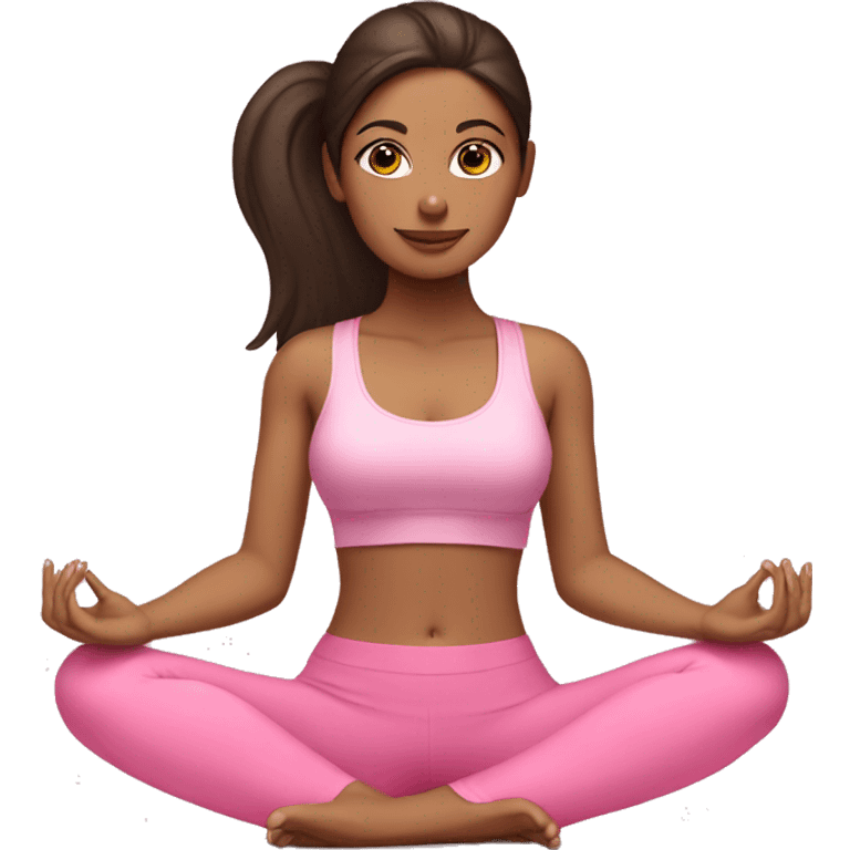 Brunette doing yoga pink outfit  emoji