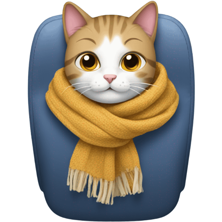 Cat wearing scarf on an airplane emoji