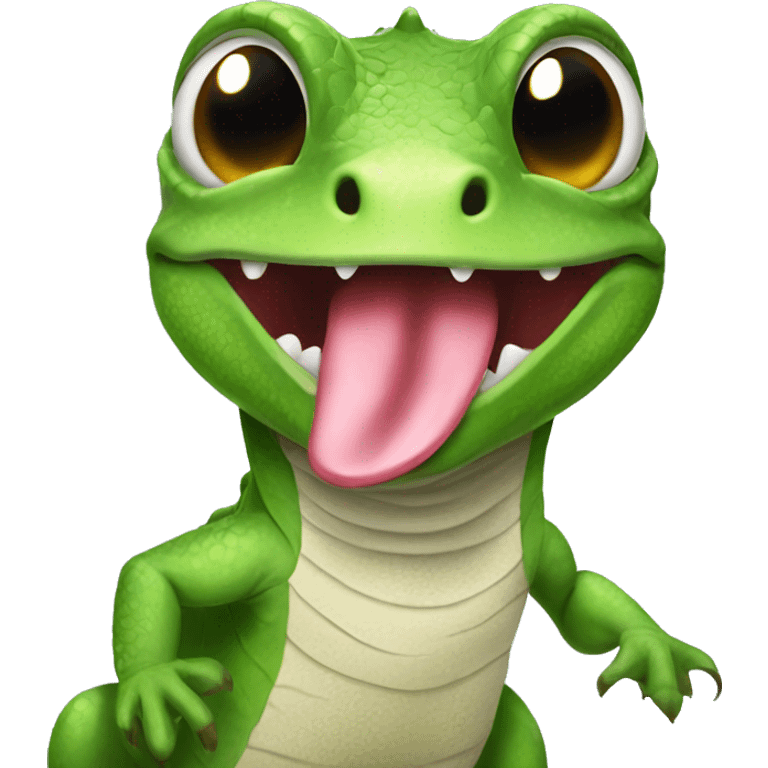 Cute lizard with its tongue out emoji