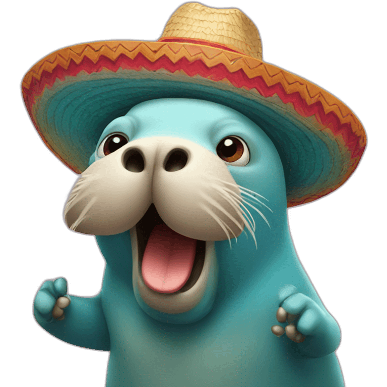 dancing walrus in mexican hat emoji