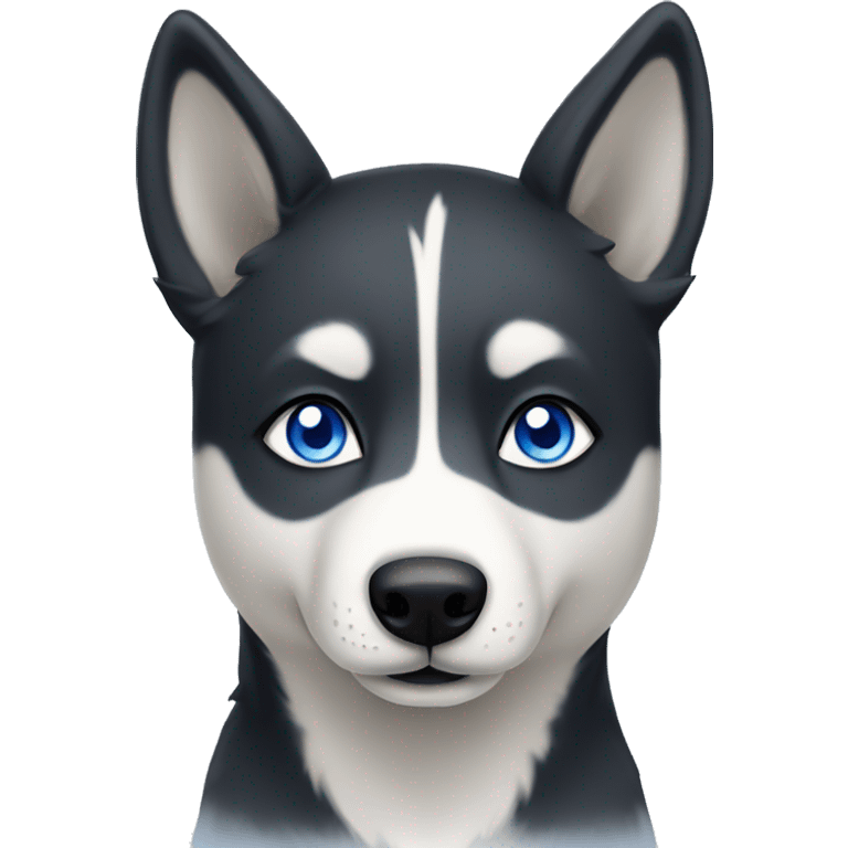 husky with white clover and stripe on forehead and blue eyes emoji