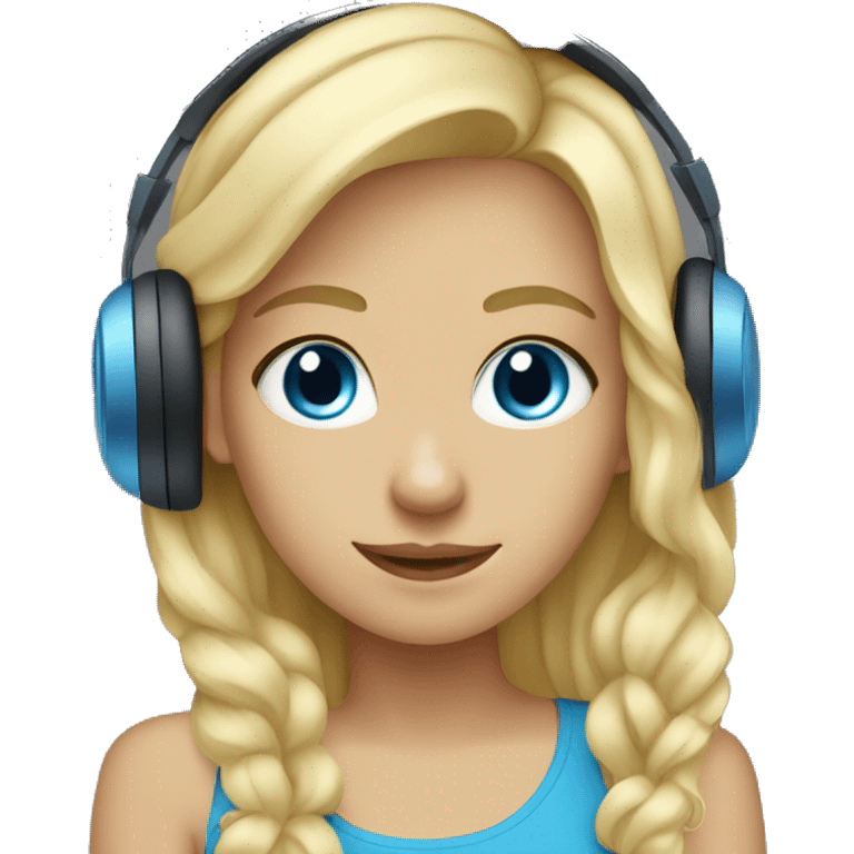 Blonde girl blue eyes listening to music  emoji