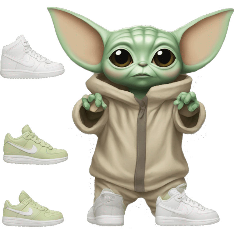  BABY YODA HOLDING NIKE SHOES emoji