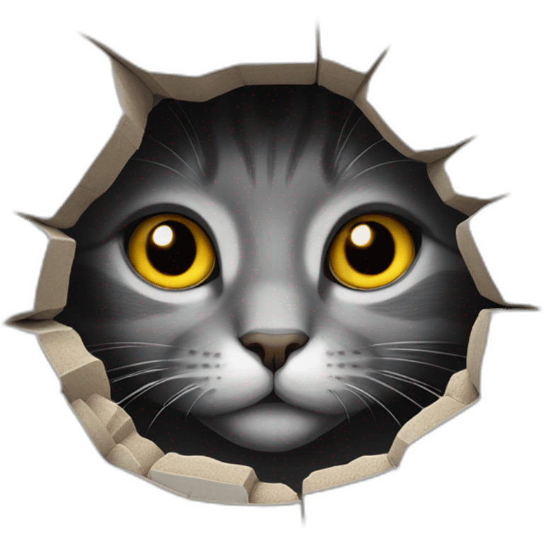 cute gray cat peaking out of hole emoji