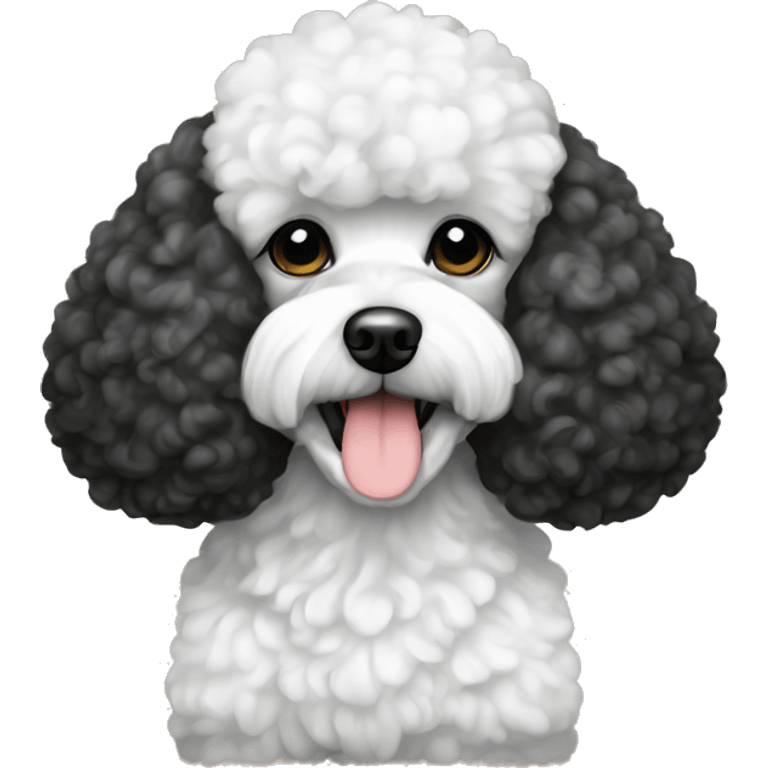 half Black and white toy poodle  emoji