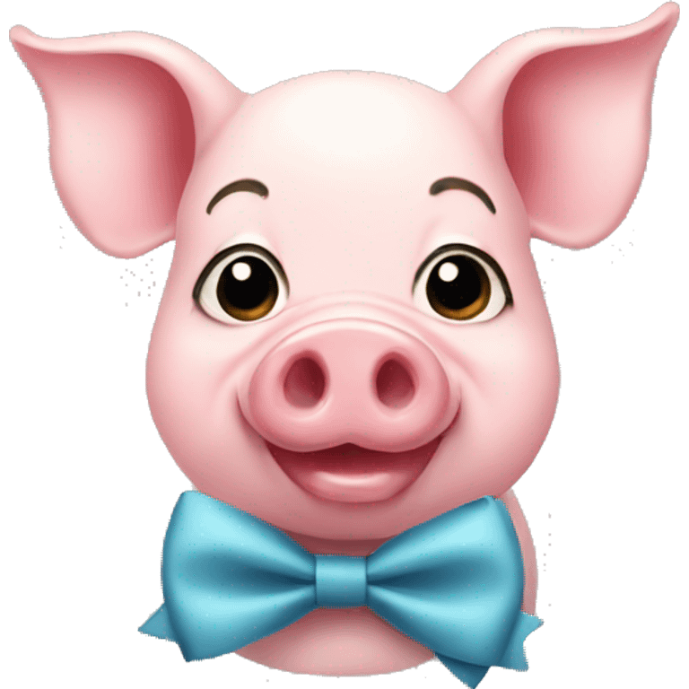 female pig cute with bow tie emoji