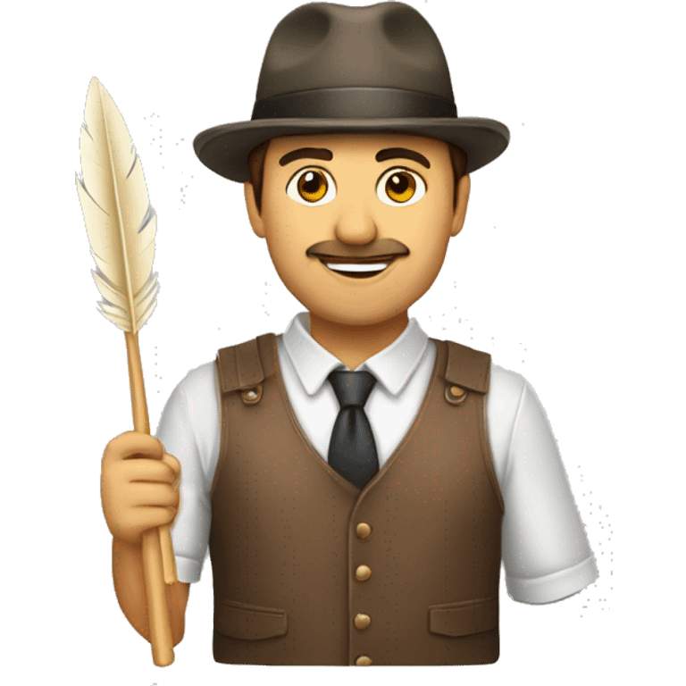 Hombre con pincel y pluma en mano emoji