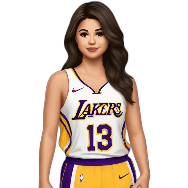 selena gomez with lakers jersey emoji