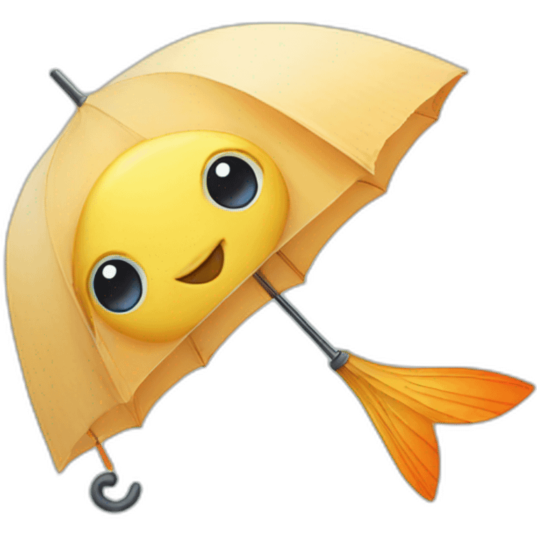 cute fish using an umbrella emoji