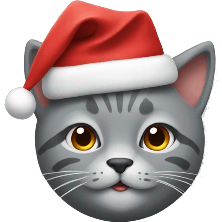 Grey little cat with Christmas theme emoji