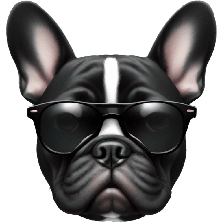 black french bulldog with sunglasses emoji