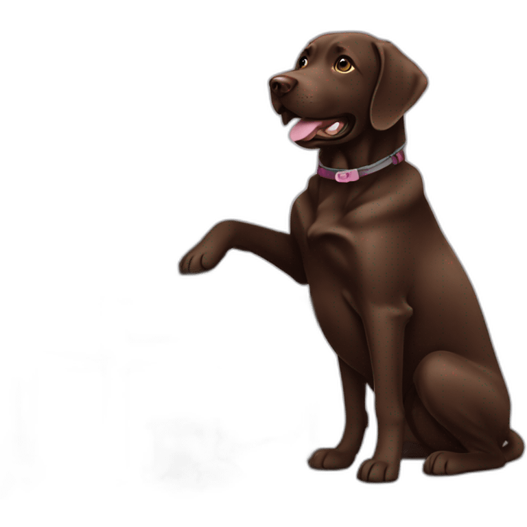 Chocolate labrador working on a computer emoji