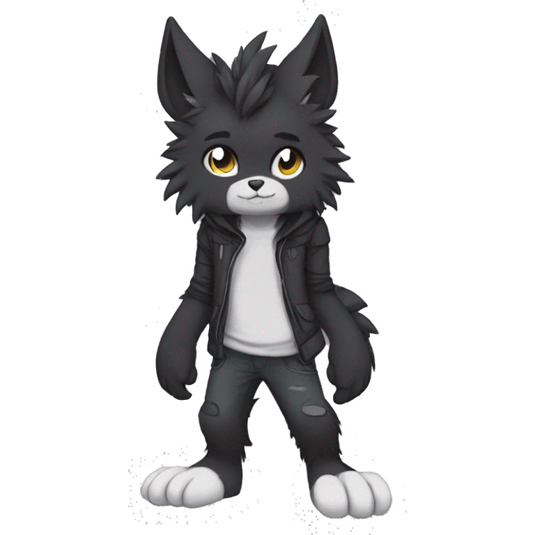 Anthro Dark Edgy Cool Shy Grumpy Fluffy FurSona Fakemon Full Body emoji