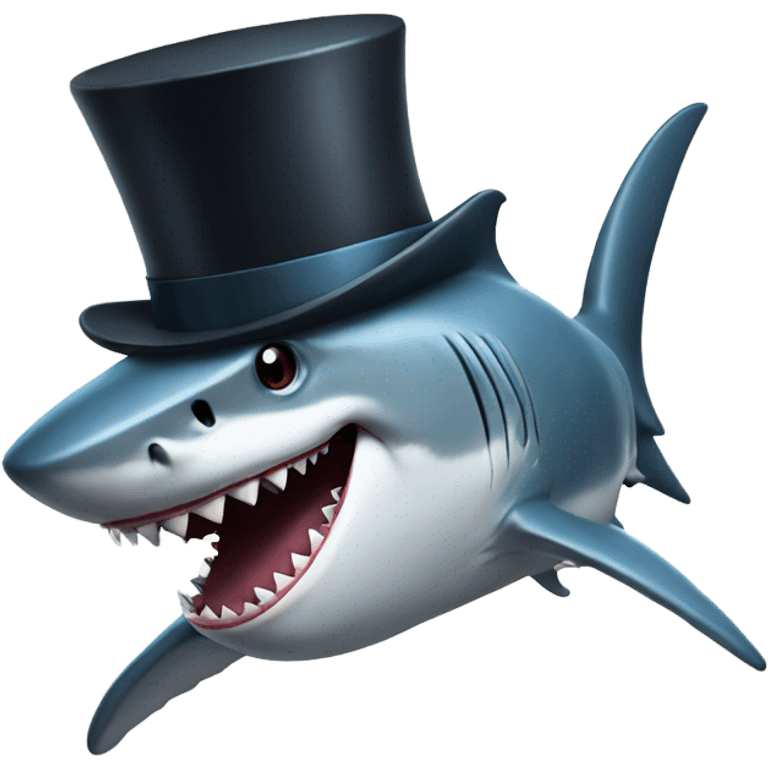 Shark with a top hat emoji