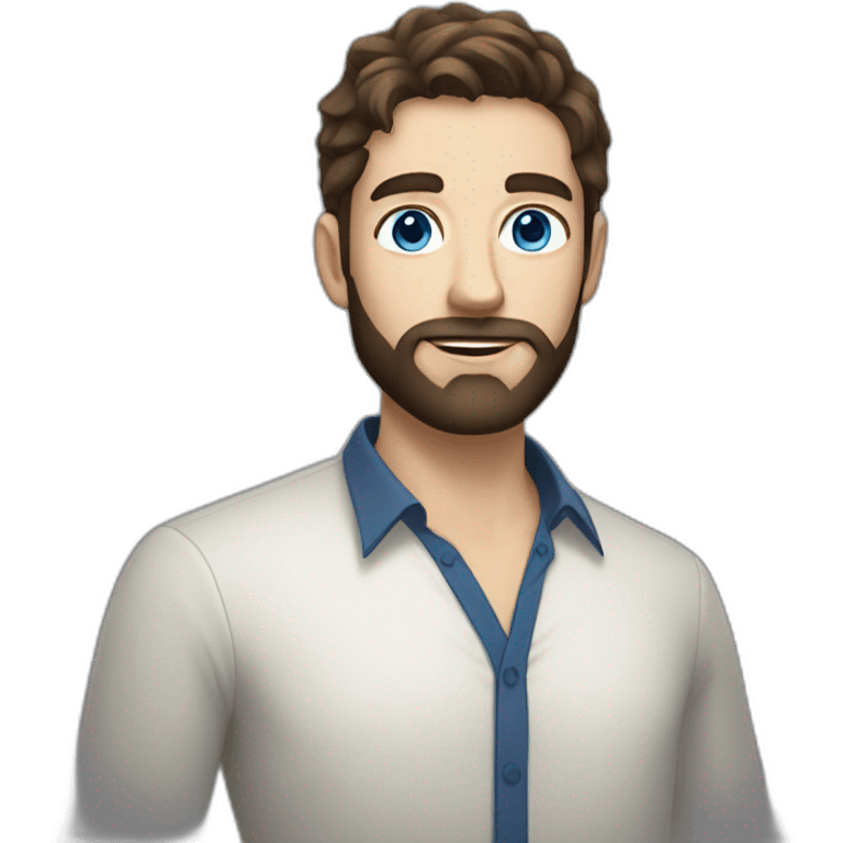 Handsome white man with Blue eyes brown hair and black beard  emoji