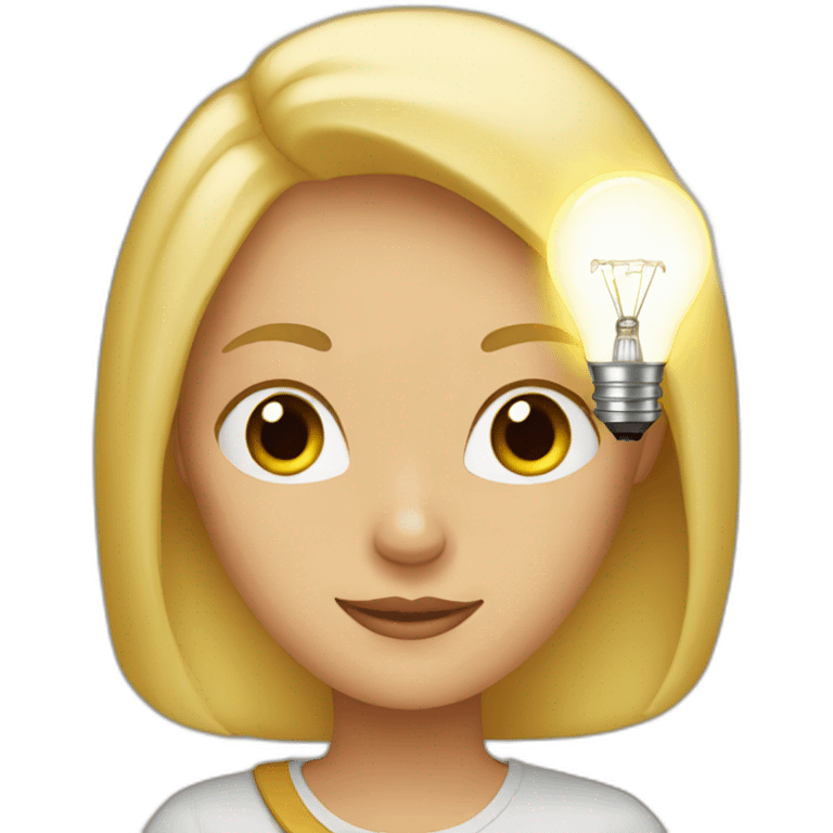 blonde woman with a lightbulb above her head emoji