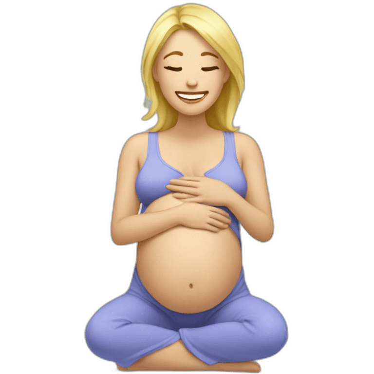 Blond Mom giving birth joy emoji