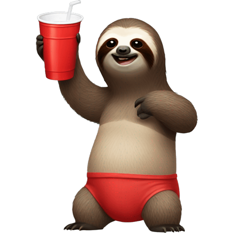 Shirtless sloth holding s red solo cup  emoji