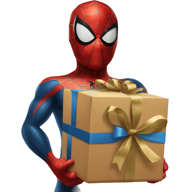 Spider-Man gives a gift emoji