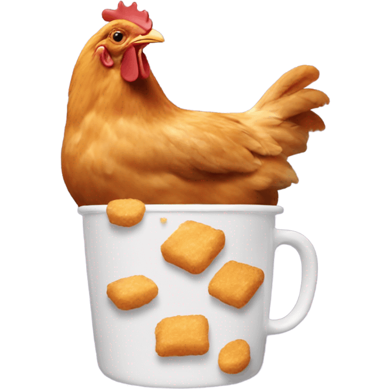 Chicken nuggets happily playing in a cup of ranch emoji