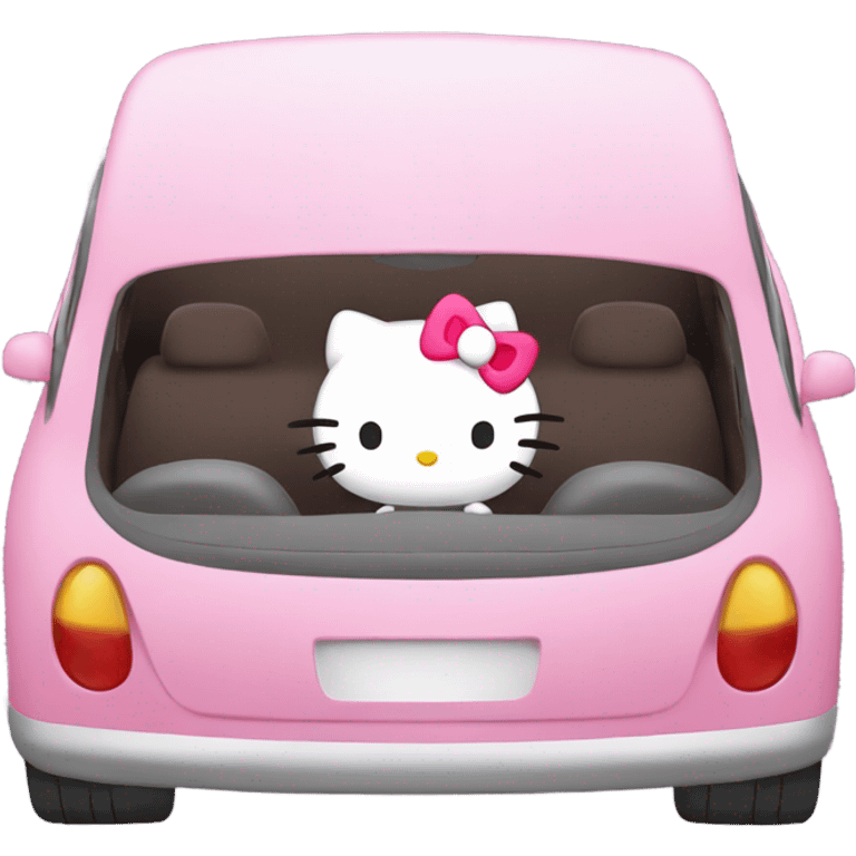 hello kitty in car with  emoji