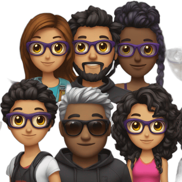 Gamer, twitch, cabello negro, lentes  emoji