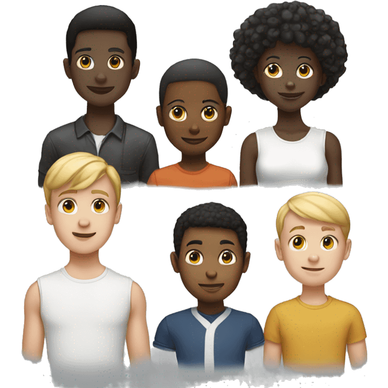 Five friends 2 black boy 1 black girl 2 white boys  emoji