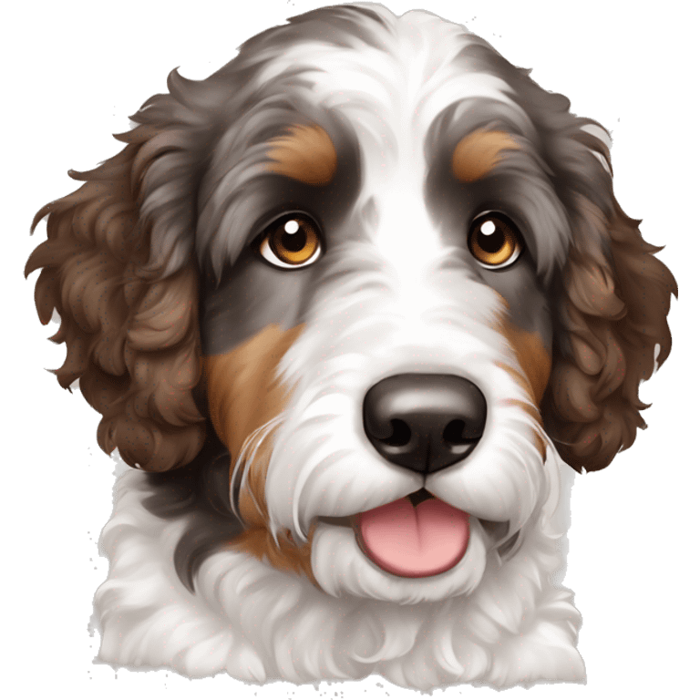 bernedoodle one blue eye one brown merle emoji