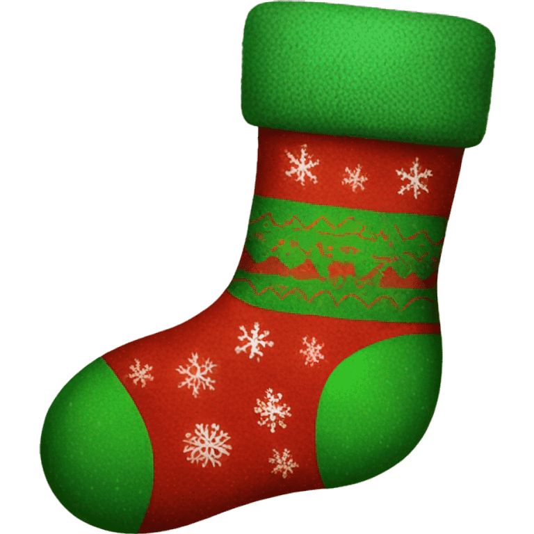 christmas red and green sock for presents emoji