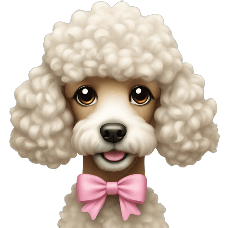 A cute poodle with a bow emoji