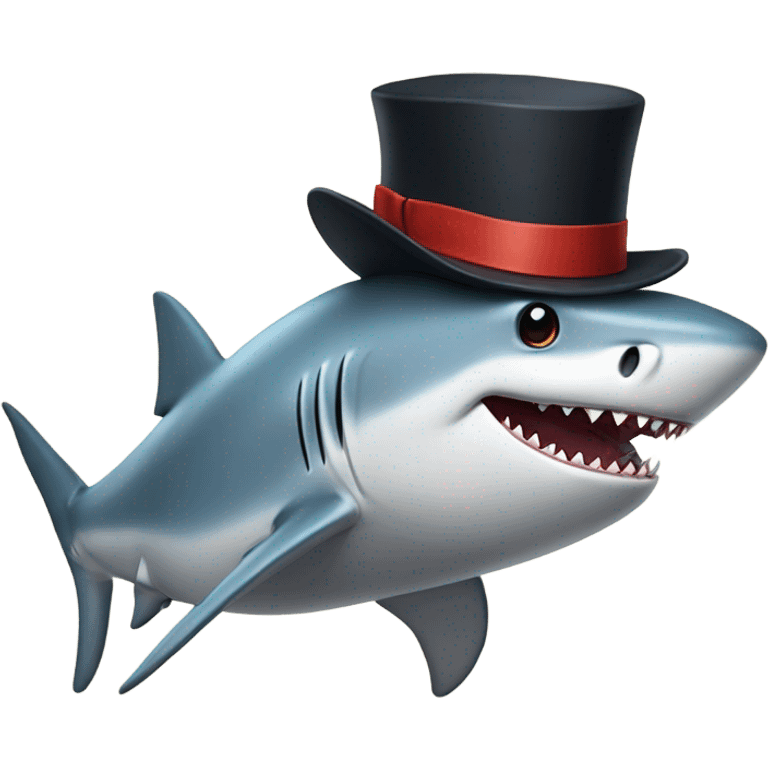 Shark with a top hat emoji