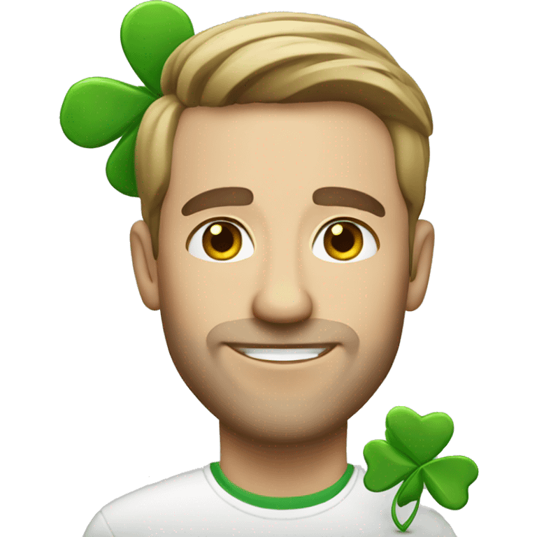 white man with clover emoji