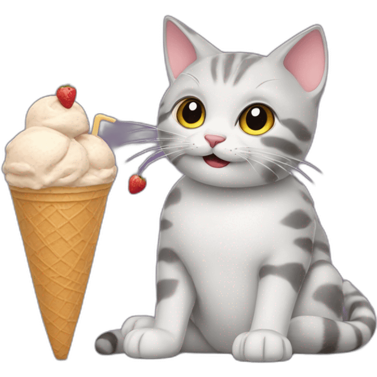 Cat eating ice cream emoji