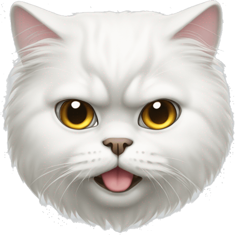 white persian cat with one crying eye emoji